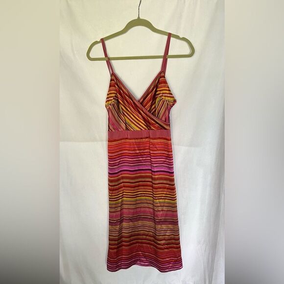 Banana Republic Vintage Womens V Neck Striped Silk Side Zip Dress Size 2 - Picture 1 of 7